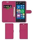 ACM Leather Window Flip Wallet Front & Back Case Compatible with Nokia Lumia 1020 Mobile Cover Pink