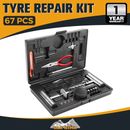 67PCS Tyre Puncture Repair Recovery Kit Heavy Duty 4WD Offroad Plugs Tubeless