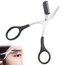 1pcs Eyebrow Trimmer Scissors with Comb,Auxiliary Eyebrow Comb Scissors,Stainless Steel Professional Precision Eyebrow Trimmer Tool with Comb,Small Eyebrow Grooming Beauty Tool for Men Women(Black)
