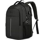 Extra Large Backpack for Men 50L,Water Resistant 17Inch Travel Laptop Work bag with USB Charging Port Anti Theft Big Business TSA Approved Computer Rucksack Women College School,Black