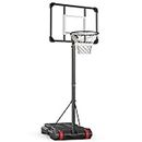 Portable Basketball Hoop Goals Outdoor System, 3FT to 7FT Height Adjustable Kids Basketball Stand Freestanding for Indoor Outdoor w/Steel Frame Backboard, Removable Fillable Base, Weather-Resistant