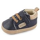 MASOCIO Baby Shoes Boys First Walking Toddler Trainers Pre Walker Steps Boy Infant Size 4 UK Child Navy Blue 12-18 Months