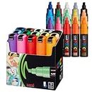 15 Posca Paint Markers, 8K Broad Posca Markers with Broad Chisel Tips, Set of Acrylic Paint Pens for Art Supplies, Fabric Paint, Fabric Markers, Paint Pen, Art Markers