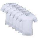 Gildan Men's V-Neck T-Shirts, Multipack, Style G1103, White (6-Pack), Medium