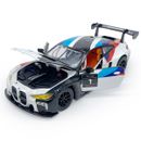BMW M4 GT3 modellino auto scala 1:24 modello Cast giocattolo per bambini bianco