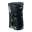 Salton 1 Cup Mini Single Serve Coffee Maker with Reusable Mesh Filter, With Bonus Ceramic Mug for Home or Office, Compact 10 Oz, Black (FC1205)