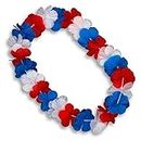 FlashingBlinkyLights Set of 12 Non-Light-Up USA Leis Red White & Blue Flower Necklaces