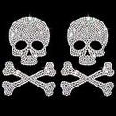 OIIKI 2PCS Skull and Bone Bling Car Decals, Skull Decal Rhinestone Stickers, Crystal Car Decor, Diamond Car Stickers and Decals, for Motorcycle Helmet Laptop Tumbler Luggage Guitar