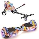 WEELMOTION GRAFFITI Hoverboard with Hoverboard Go Kart Attachment, 6.5" Hoverboard for all ages with Shining Wheels and Vibrant LED Lights, with speaker and UL2272 Certified, free Hover Board Bag