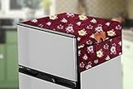 The Furnishing Tree Fridge Top Cover compatible for LG ‎GL-T342TESX, 322 Ltr WxL 71x109 in CM Floral Pattern Red
