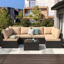 7 Piece Patio Furniture Sets All Weather PE Wicker Rattan Outdoor Sectional Sofa