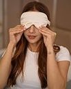 DAME essentials 100% Pure Mulberry Silk Eye Mask | Ultra Soft and Smooth Comfortable and Adjustable Sleep Mask for Sleeping, Travelling, Relaxation, Blind Fold & Meditation (Champagne Gold)