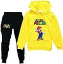 AWFOLW Kids Tracksuit Pullover Hoodie Jogging Pants 2 Pieces Outfit Clothing Set for Boys Girls, Yellow, 9-10 Years