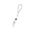 Feather Evil Eye Mobile Phone Pendant, Decorative Charms for Mobile Telephones, Suitable for Keychain Mobile Phone Car Key Bag Backpack Wallet Decoration USB Charm