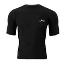 PROSHARX Half Sleeve Compression Regular Fit T-Shirt - Men's Athletic & Sports Tights For Fitness (Small), Black