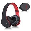 Rydohi Casque Bluetooth sans Fil, 4 en 1 Casque Wireless St¨¦r¨¦o on Ear Pliable avec Microphone, Support Micro SD FM Radio pour iPhone Android TV PC (Noir/Rouge)