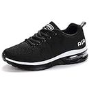RUMPRA Women Sneakers Lightweight Air Cushion Gym Fashion Shoes Breathable Walking Running Athletic Sport black Size: 7 UK