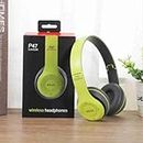 FCR P47 Wireless Bluetooth Portable Sports Headphones with Microphone, Stereo FM, Memory Card Support (Green)