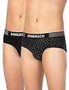 DAMENSCH Men's Deo-Cotton Deodorizing Brief- Pack of 2- Smallpotted Black, Sweet Black- Large