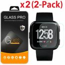 2-Pack Tempered Glass Screen Protector Guard Saver For Fitbit Versa & Versa Lite