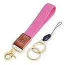 Fishent Wrist Key Loop,Soft and Comfortable Wrist Lanyard Keychain for Women Car Keys Wallet Phone (Pink)