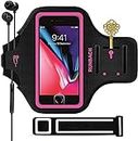 RUNBACH iPhone 8 Plus/iPhone 7 Plus Armband, Sweatproof Running Exercise Gym Bag with Fingerprint Touch/Key Holder and Card Slot for 5.5 Inch iPhone 6/6S/7/8 Plus (Pink)