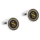 Yellow Chimes Cufflinks for Men Alphabets Cuff links Letter S Statement Stainless Steel Cufflinks for Men and Boy's