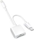 Apple USB-C & Lightning to SD & TF Card Reader for iPhone 15/14/ 13/12/ 11/ XS/XR/X/8 7 6 5, MacBook Pro M1 Air, iPad Pro/Air, iMac, Galaxy S23/S22 (White-1)