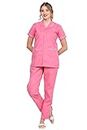 AURA FAB Nurse Dress Hospital Staff, Clinics, Home Health, Nanny Uniforms, Nurse Uniforms - Polyster/Viscose (46, Pink)