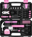 Pink Tool Kit： Tool Set, Pink Hand Tool Kit DIY for Women 62 Pieces, Ladies Tool