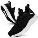 Feethit Womens Running Shoes Lightweight Tennis Shoes Non Slip Walking Gym Workout Slip on Sneakers Black White Size 10