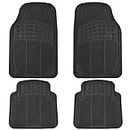 BDK All Weather Rubber Floor Mats for Car SUV & Truck - 4 Pieces Set (Front & Rear), Trimmable, Heavy Duty Protection (Black) (MT-654-BK_aces)