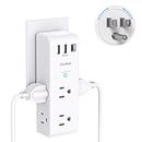 Surge Protector Outlet Extender - with Rotating Plug, 6 AC Multi Plug Outlet with 3 USB Ports (1 USB C), 1800J Wall Charger, 3-Sided Power Strip with Spaced Outlet Splitter for Home, Office, Travel