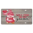 Valentines Day Gnomes Will You Be My Gnomie Plaque d'immatriculation Aluminium Gnomes Valentine Day Auto Car Tag 6 X 12 Inch for Women Men Automotive Outdoor Accessories Romantic Love Valentine Car