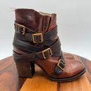 Freebird Hustle Boots Womens 8 Brown Heeled Leather Boots Buckle Booties
