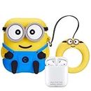 EMOH ROCED Apple Airpods Case Cover for 1St&2Nd Generation Protective Shock Proof Case Cover Compatible with Airpods 2&1 with Keychain (Minnonn) Yellow