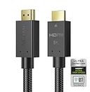 8K HDMI 2.1 Cable 10ft Certified Ultra High Speed HDMI Cable, 48Gbps 8K 60Hz 4K 120Hz Support Compatible with Apple TV Samsung QLED Sony LG PS5 (N10T-8WHY, Black)