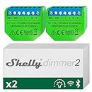 Shelly Dimmer 2 | WiFi Smart Dimmer Switch | No Neutral Wire Required | Home Automation | Compatible with Alexa & Google Home | iOS Android App | No Hub Required | Dimmable Lights (2 Pack)