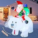GOOSH 6 pies Navidad Inflable Blow Up Santa Claus Riding The Polar Bear con Shaking Head