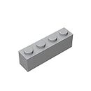 Classic Building Brick 1x4, 100 Piece Bulk Brick Block, Light Gray 1x4 Bricks, Compatible with Lego Parts and Pieces 3010(Colour: Light Gray)