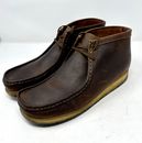 Clarks Mens Shoes 12M Wallabees Beeswax Brown Leather Lace Up Moccasin Ankle