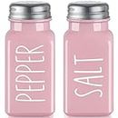Pink Salt and Pepper Shakers Set - Pink Kitchen Decor and Accessories for Home Restaurants Wedding - Glass Salt and Pepper Set for Cooking Table, RV, BBQ, Easy to Clean & Refill