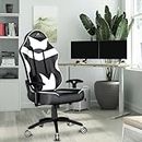ASE GAMING Infinity Series Ergonomic Gaming Chair Premium PU Leather, Adjustable Neck & Lumbar Pillow, 180 Degree Recline with Black Metal Base (red) (White)