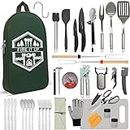 BOMKI Grilling and Camping Cooking Utensils Set for The Outdoors BBQ - Camping Utensil Set Camping Kitchen Set Cookware Accessories Camping Essentials Camping Stuff Camp Cooking Set (Green Pro)