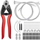 Zacro 94PCS Stainless Steel Bike Cable Cutter, Universal Bicycle Front and Rear Brake Cable and Shifter Cable with End Caps, V Brake Noodle Cable Kit, C-Clip, and S-Hooks for Road Mountain MTB Bike