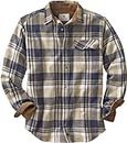 Legendary Whitetails Men's Long Sleeve Plaid Flannel Shirt with Corduroy Cuffs, Shale Plaid, X-Large Tall