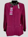 NEW♈Woman's Snap up scrub Jacket by Scrubstar Ethical size L~Sweet Sangria