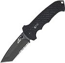 Gerber Gear 06 FAST Pocket Knife - Serrated Edge Tanto Folding Knife with Quick One-Hand Opening - Black