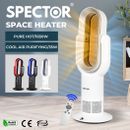 Spector Ceramic Space Heater Electric 1650W Portable Remote Quiet Bladeless Fan