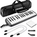 CAHAYA Melodica 32-Key Piano Style Portable with Plastic Flexible Long Pipe Short Mouthpiece and Carrying Bag for Music Lovers Beginners Kids Black CY0050-1